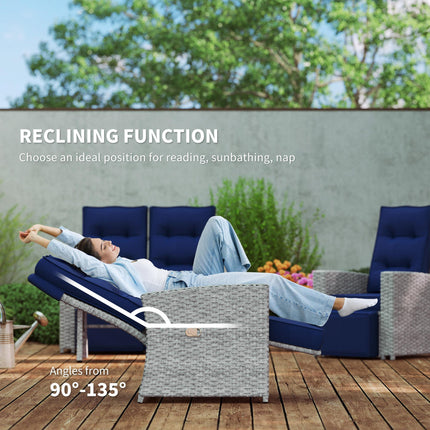 4 Piece Rattan Garden Furniture Set Outdoor Sofa Sectional Set with Glass Top Ta