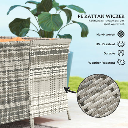 7-Seater Patio Wicker Rattan Sofa Set with Glass Table & Cushions - Orange