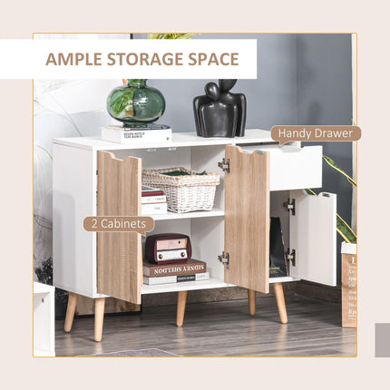 Bedroom Furniture Set, Wardrobe with Hanging Rod, Side Cabinet with Wood Legs, B