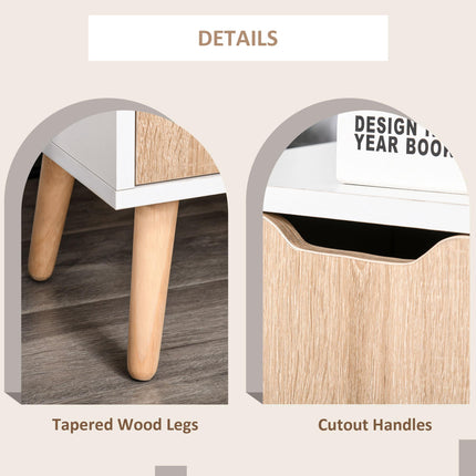 Bedroom Furniture Set, Wardrobe with Hanging Rod, Side Cabinet with Wood Legs, B