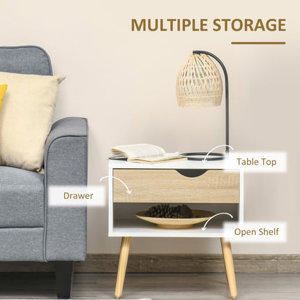 Bedroom Furniture Set, Wardrobe with Hanging Rod, Side Cabinet with Wood Legs, B
