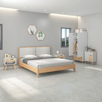 Bedroom Furniture Set, Wardrobe with Hanging Rail, Bedside Table, Floor Cabinet