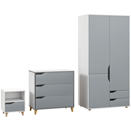 Bedroom Furniture Set, Wardrobe with Hanging Rail, 3 Drawer Chest of Drawers, Be