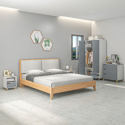 Bedroom Furniture Set, Wardrobe with Hanging Rail, 3 Drawer Chest of Drawers, Be