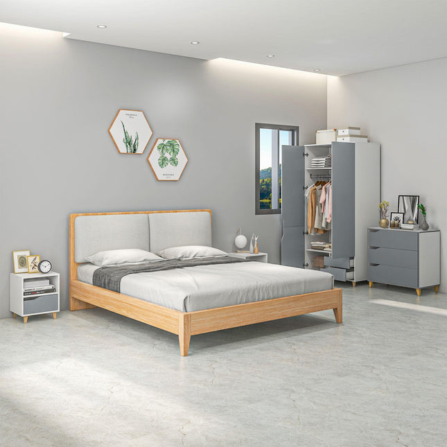Bedroom Furniture Set, Wardrobe with Hanging Rail, 3 Drawer Chest of Drawers, Be