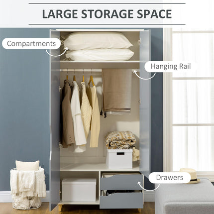 Bedroom Furniture Set, Wardrobe with Hanging Rail, 3 Drawer Chest of Drawers, Be