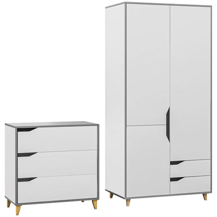 Bedroom Furniture Set, Wardrobe with Hanging Rail, 3 Drawer Chest of Drawers wit