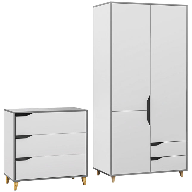 Bedroom Furniture Set, Wardrobe with Hanging Rail, 3 Drawer Chest of Drawers wit