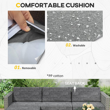 5 Piece Rattan Patio Furniture Set with Cushions - Dark Grey