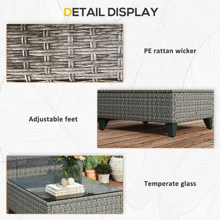 5 Piece Rattan Patio Furniture Set with Cushions - Dark Grey