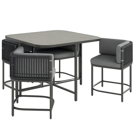 4 Seater Rattan Garden Furniture Set with Cushions - Charcoal Grey