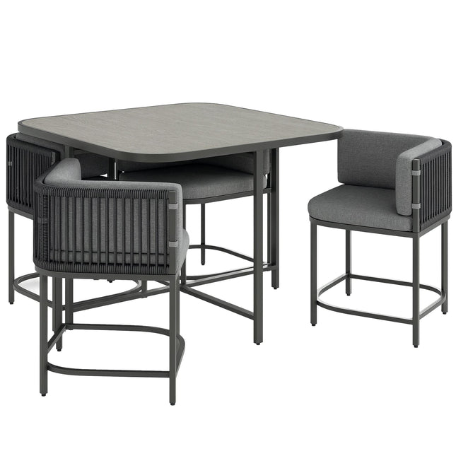 4 Seater Rattan Garden Furniture Set with Cushions - Charcoal Grey