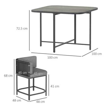 4 Seater Rattan Garden Furniture Set with Cushions - Charcoal Grey