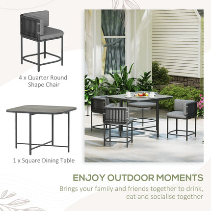 4 Seater Rattan Garden Furniture Set with Cushions - Charcoal Grey