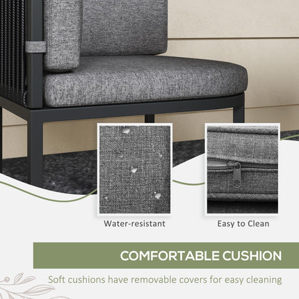 4 Seater Rattan Garden Furniture Set with Cushions - Charcoal Grey