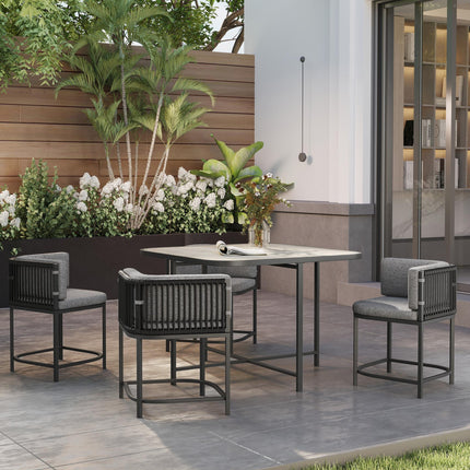 4 Seater Rattan Garden Furniture Set with Cushions - Charcoal Grey