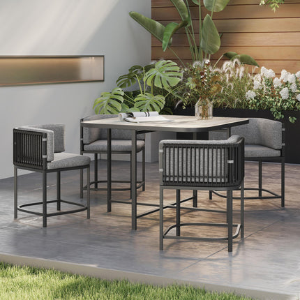 4 Seater Rattan Garden Furniture Set with Cushions - Charcoal Grey