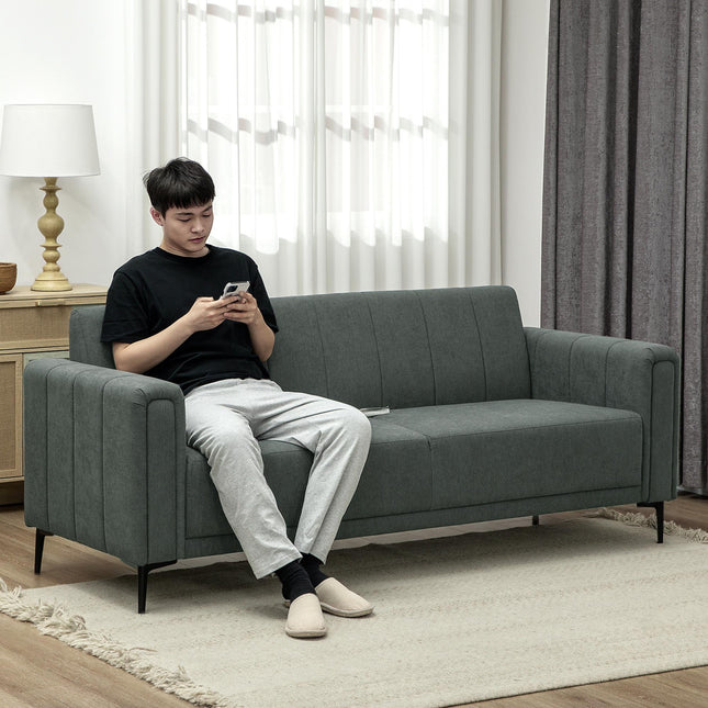 Three-Seater Relaxed Modern Sofa - Grey