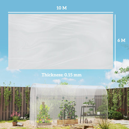 6 X 10m Heavy Duty (150um/6mil) Polypropylene Greenhouse Cover Replacement, UV R