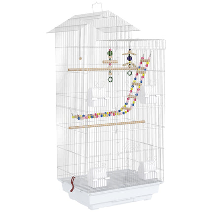 Bird Cage for Budgies, Finches & Canaries with Accessories and Tray - White