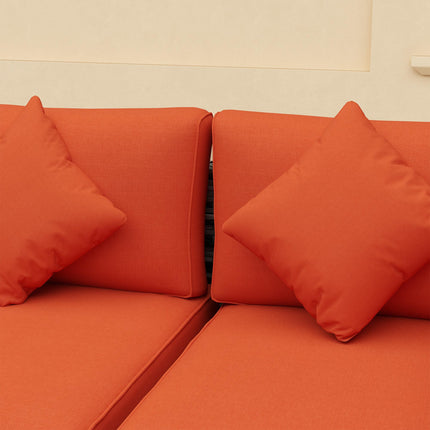 8 Piece Steel Frame Rattan Sofa Set with Cushions - Orange Grey