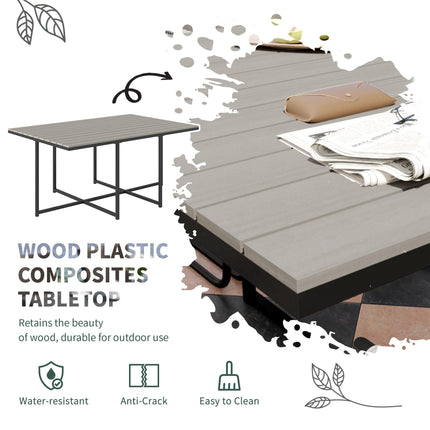 10 Seater Rattan Cube Garden Dining Set with Cushions, 6 Armchairs & 4 Stools, Rectangular Wood Grain Table - Grey