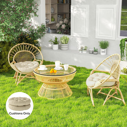 Set of 2 Outdoor 60cm Cotton Filled Cushions UV Protected - Beige