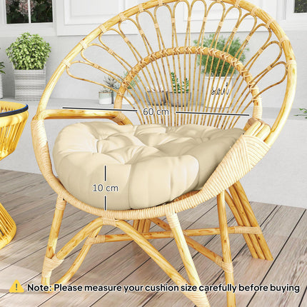 Set of 2 Outdoor 60cm Cotton Filled Cushions UV Protected - Beige