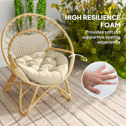 Set of 2 Outdoor 60cm Cotton Filled Cushions UV Protected - Beige