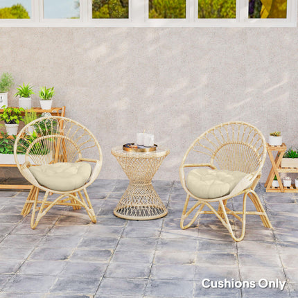 Set of 2 Outdoor 60cm Cotton Filled Cushions UV Protected - Beige