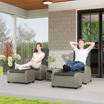 5-Piece Rattan Garden Furniture Set with Cushions - Charcoal Grey