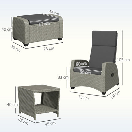 5-Piece Rattan Garden Furniture Set with Cushions - Charcoal Grey