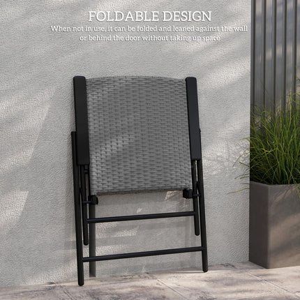 Set of Four Folding Rattan Seat Chairs - Grey