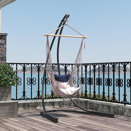 Heavy Duty Hammock Chair Stand with Extra Large Base - Black