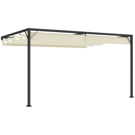 4 x 3 Metre Retractable Pergola Canopy with Metal Frame - Cream White