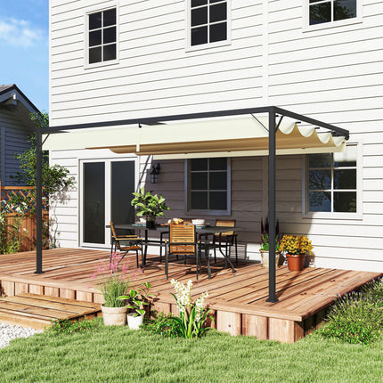 4 x 3 Metre Retractable Pergola Canopy with Metal Frame - Cream White