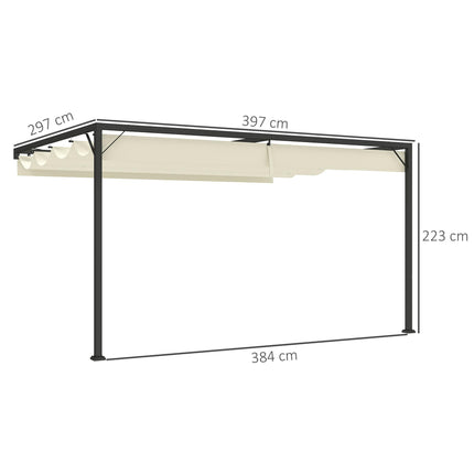 4 x 3 Metre Retractable Pergola Canopy with Metal Frame - Cream White
