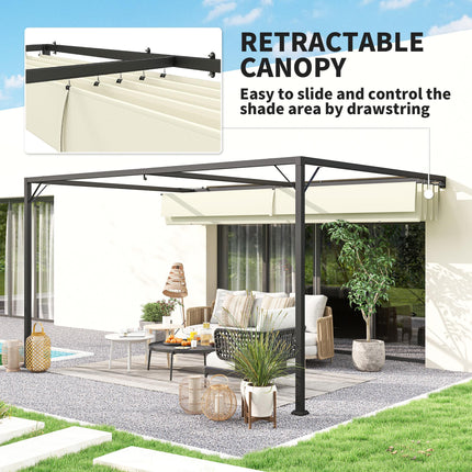 4 x 3 Metre Retractable Pergola Canopy with Metal Frame - Cream White