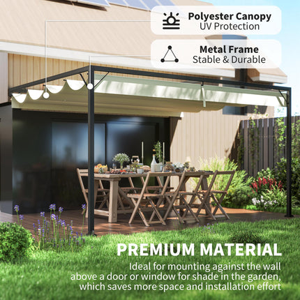 4 x 3 Metre Retractable Pergola Canopy with Metal Frame - Cream White