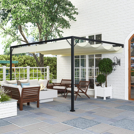 4 x 3 Metre Retractable Pergola Canopy with Metal Frame - Cream White