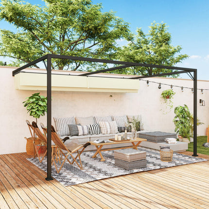 4 x 3 Metre Retractable Pergola Canopy with Metal Frame - Cream White