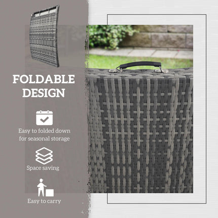 Rattan Folding Sun Lounger with Cushion and Pillow - Mixed Grey