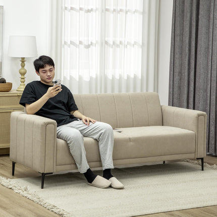 3 Seater Sofa, Modern Fabric Sofa Couch, Channel Tufted Upholstered Sofa Settee