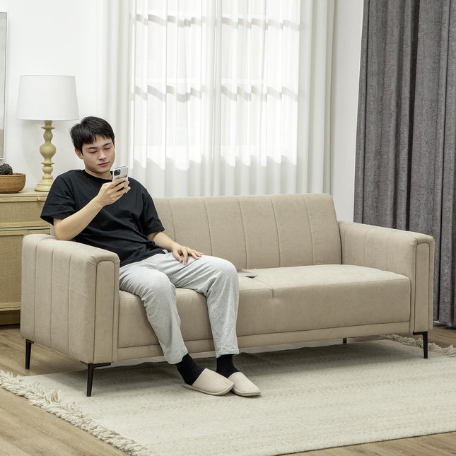 3 Seater Sofa, Modern Fabric Sofa Couch, Channel Tufted Upholstered Sofa Settee