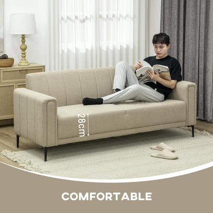 3 Seater Sofa, Modern Fabric Sofa Couch, Channel Tufted Upholstered Sofa Settee