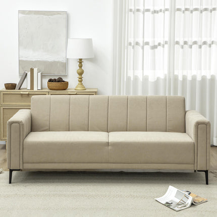 3 Seater Sofa, Modern Fabric Sofa Couch, Channel Tufted Upholstered Sofa Settee