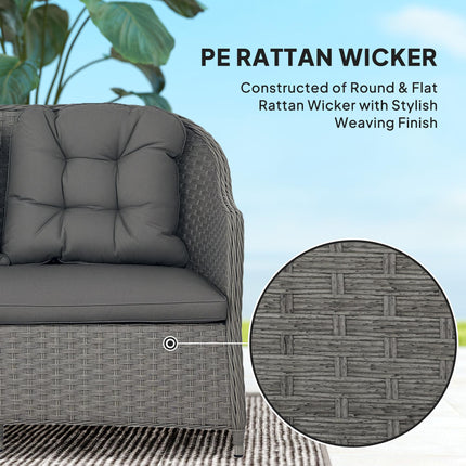 4 Piece Aluminium Frame Rattan Garden Set with Glass-Top Table - Light Grey