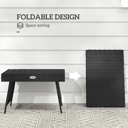 Foldable Outdoor Rattan Side Table with Steel Frame 60x41x41 cm - Black