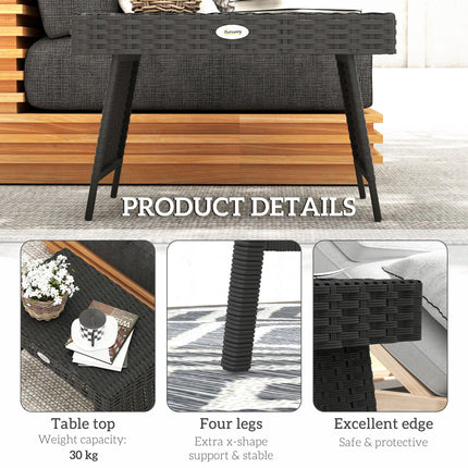 Foldable Outdoor Rattan Side Table with Steel Frame 60x41x41 cm - Black