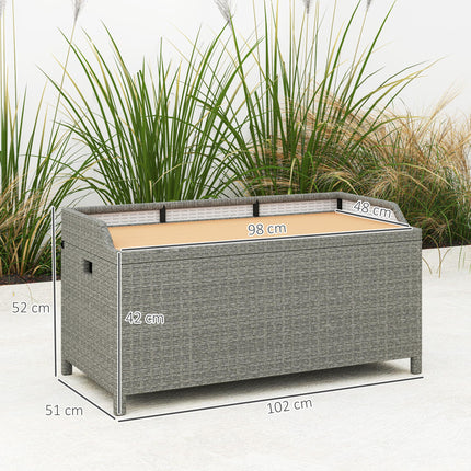 130 L Rattan Garden Storage Box, with Seat - Grey